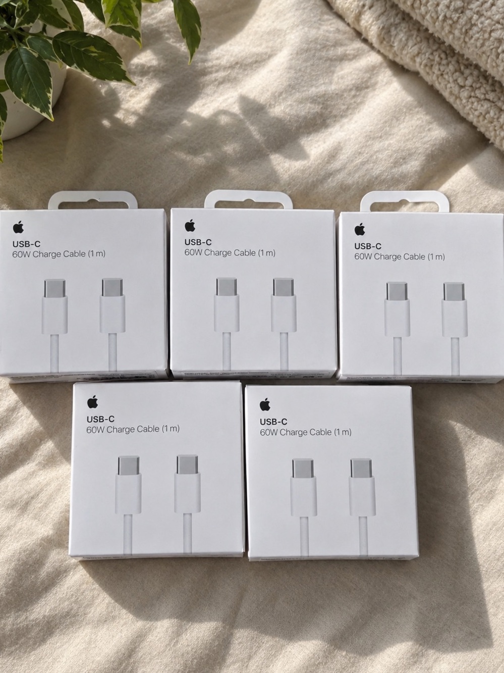 Apple USB-C 60W Charge Cable (1m) — White (5-Pack)
